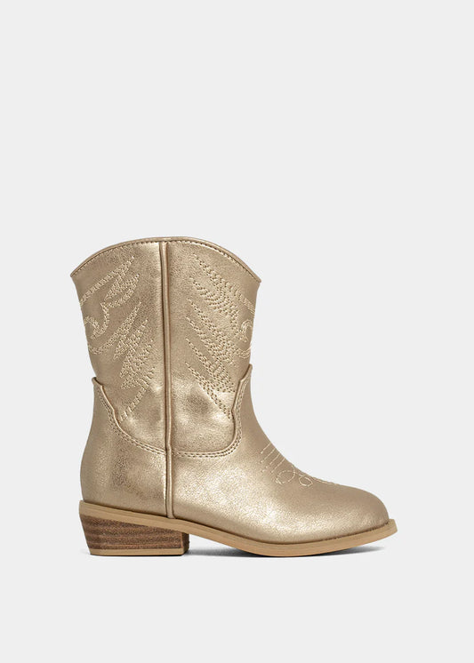 Zahara Mini Rose Gold Cowboy Boot - Shu Shop