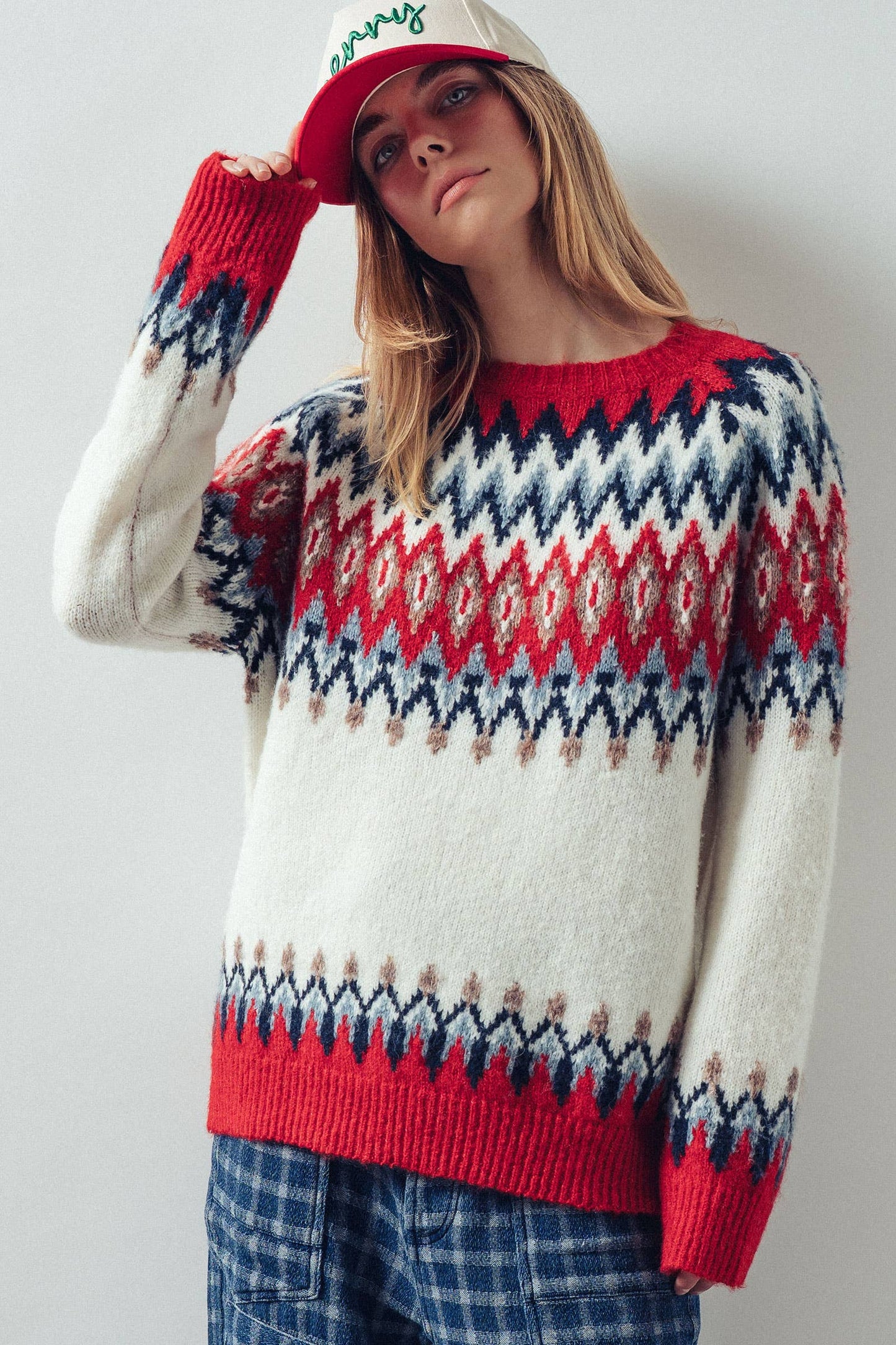 Fair Isle Wool Blend Sweater Top