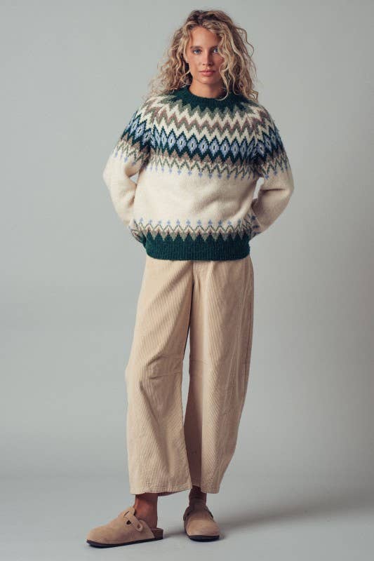 Fair Isle Wool Blend Sweater Top