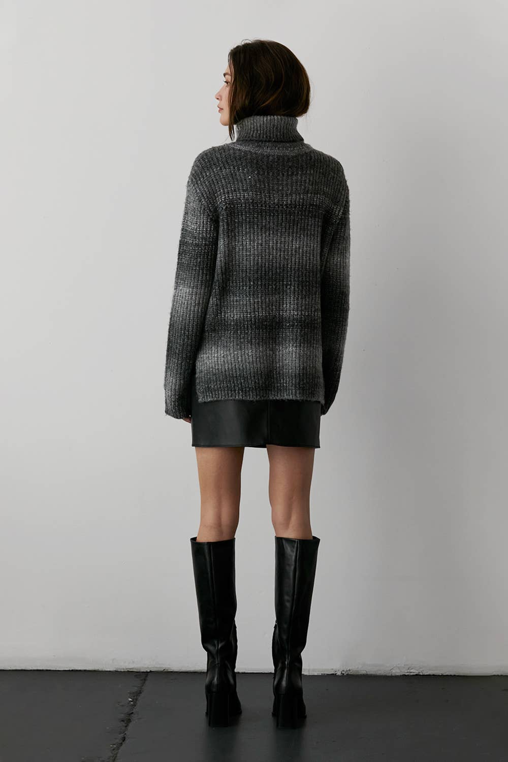 Ariana Multi Colored Wool-Blend Turtleneck Sweater