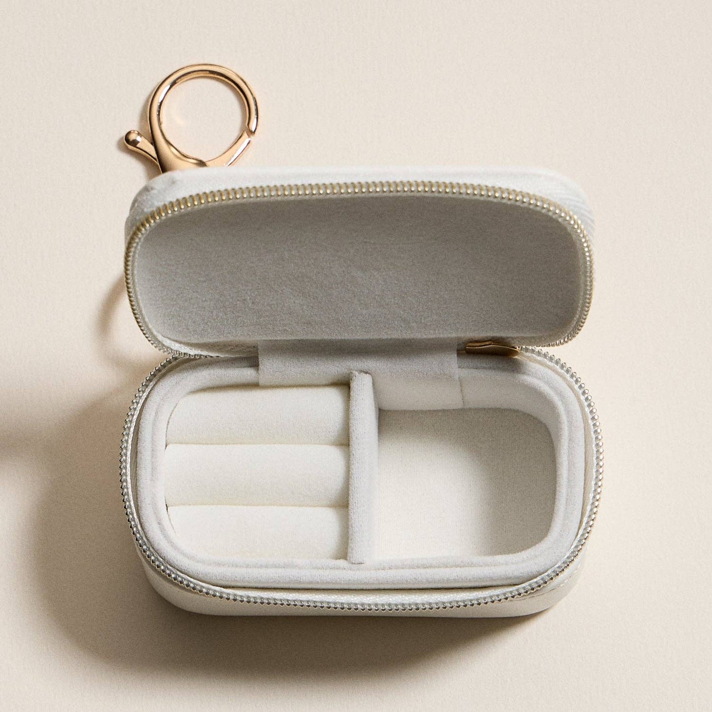 Pink Floral Travel Jewelry Case Keychain – Mini Zipper Organizer with Ring Holder