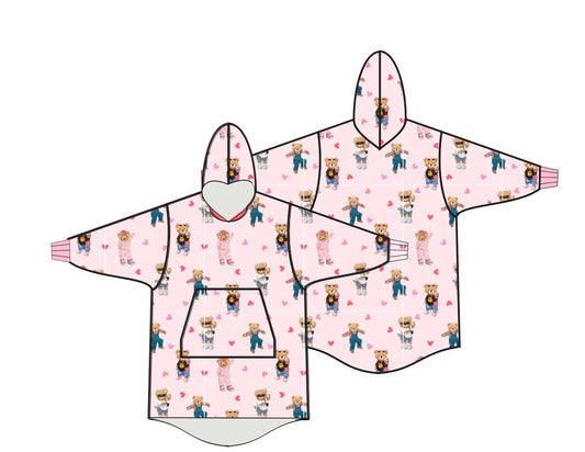 Girls Plush Oversized Hoodie - Teddy Bear