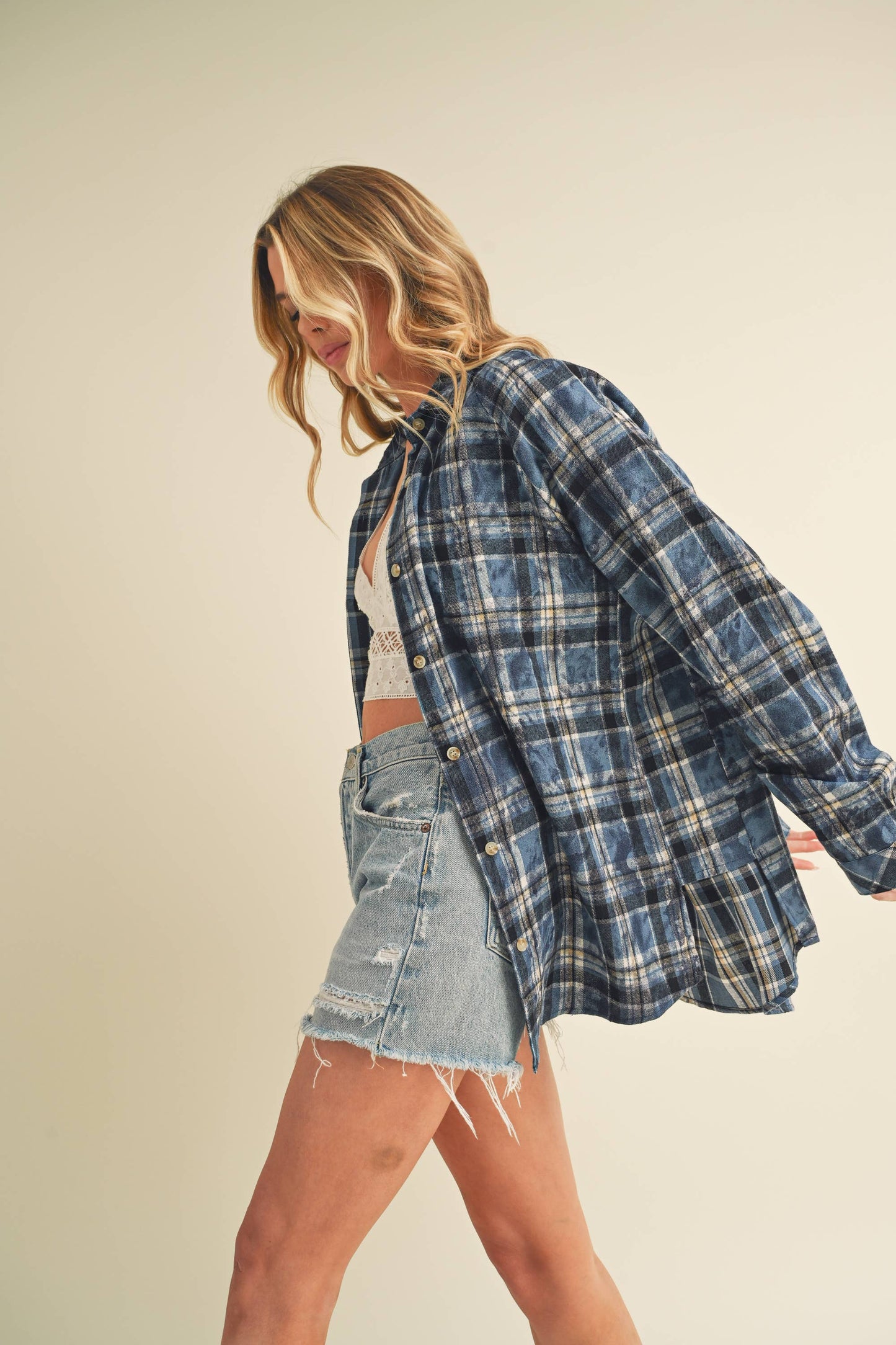 Laura Plaid Washed Flannel Button Up