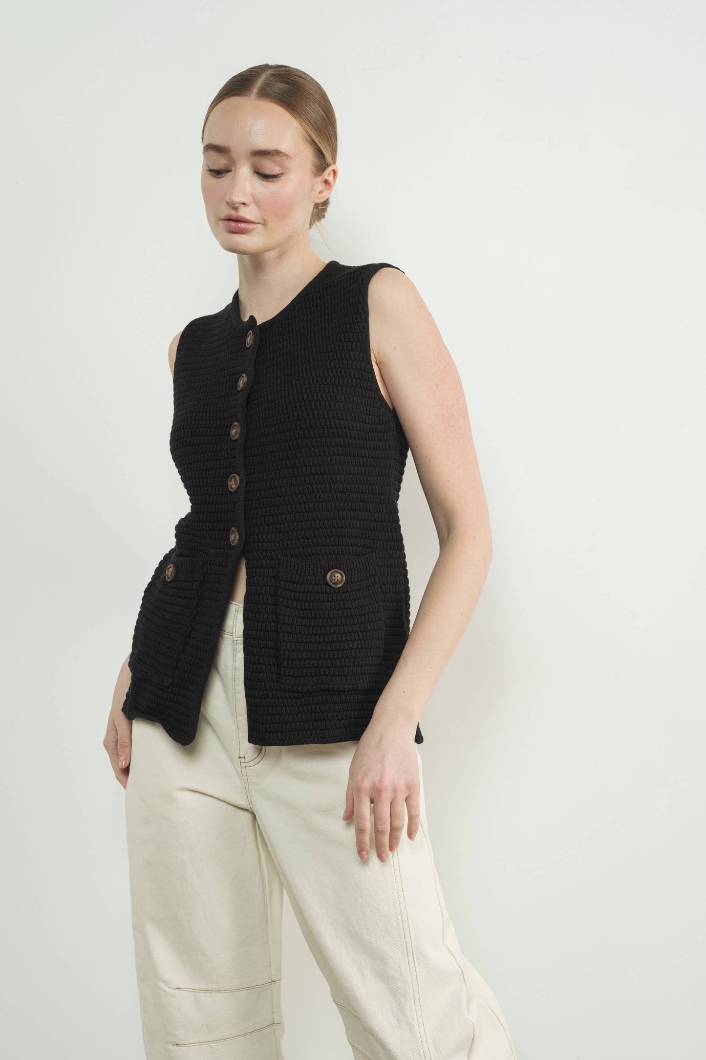 SWEATER BUTTON DOWN VEST