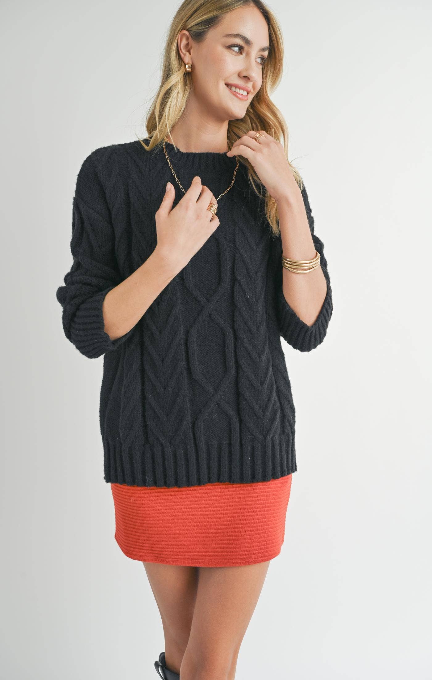 Black Cable Knit Sweater