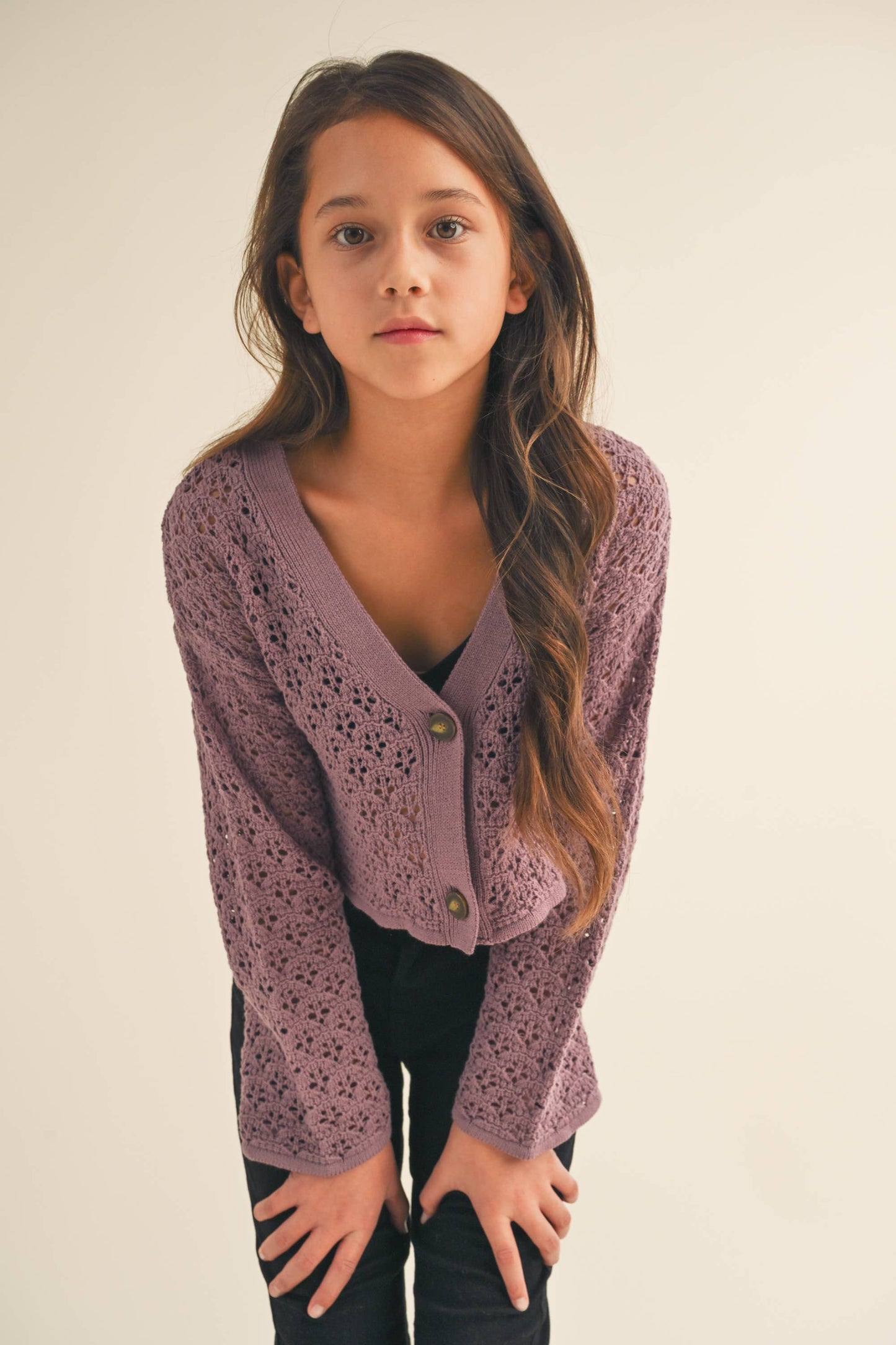 TWEEN KIDS GIRLS Crochet Cropped Cardigan