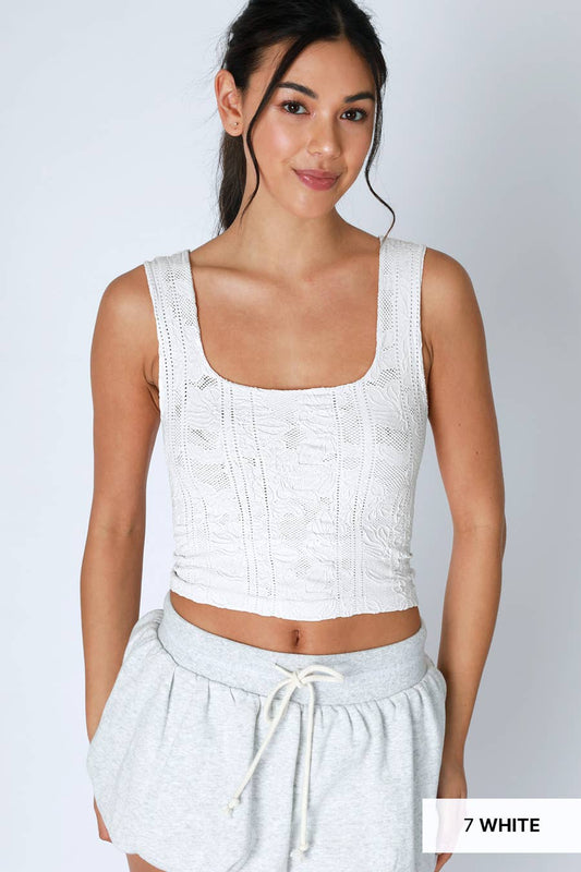 Double Lace Square Crop Top - Nikibiki