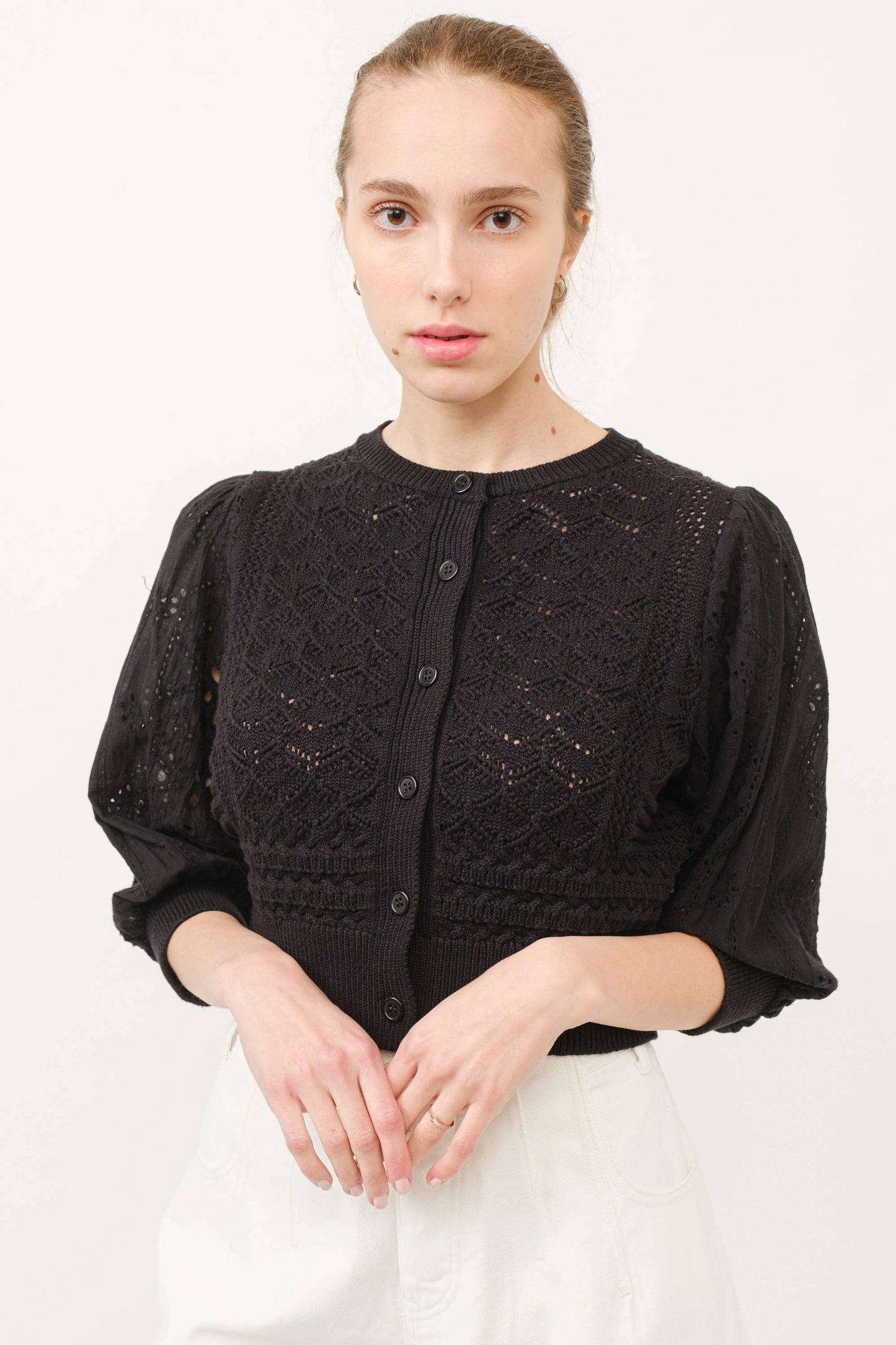 HENDRY 3/4 SLEEVES SEE THROUGH CARDIGAN