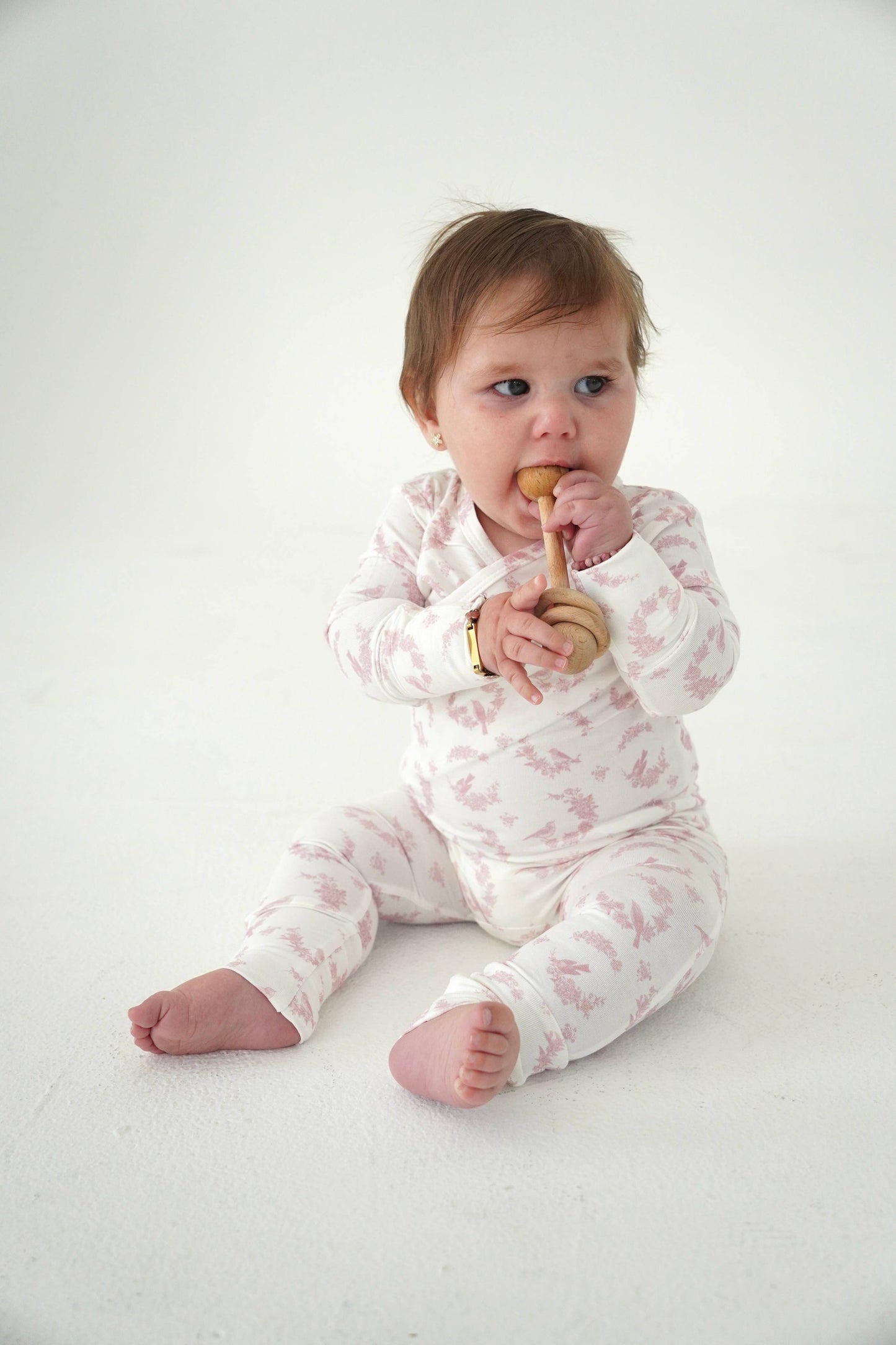 Little Pink Bird Bamboo Footie