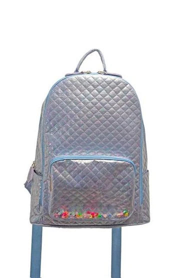Blue Confetti and Charms Backpack w/Labubus