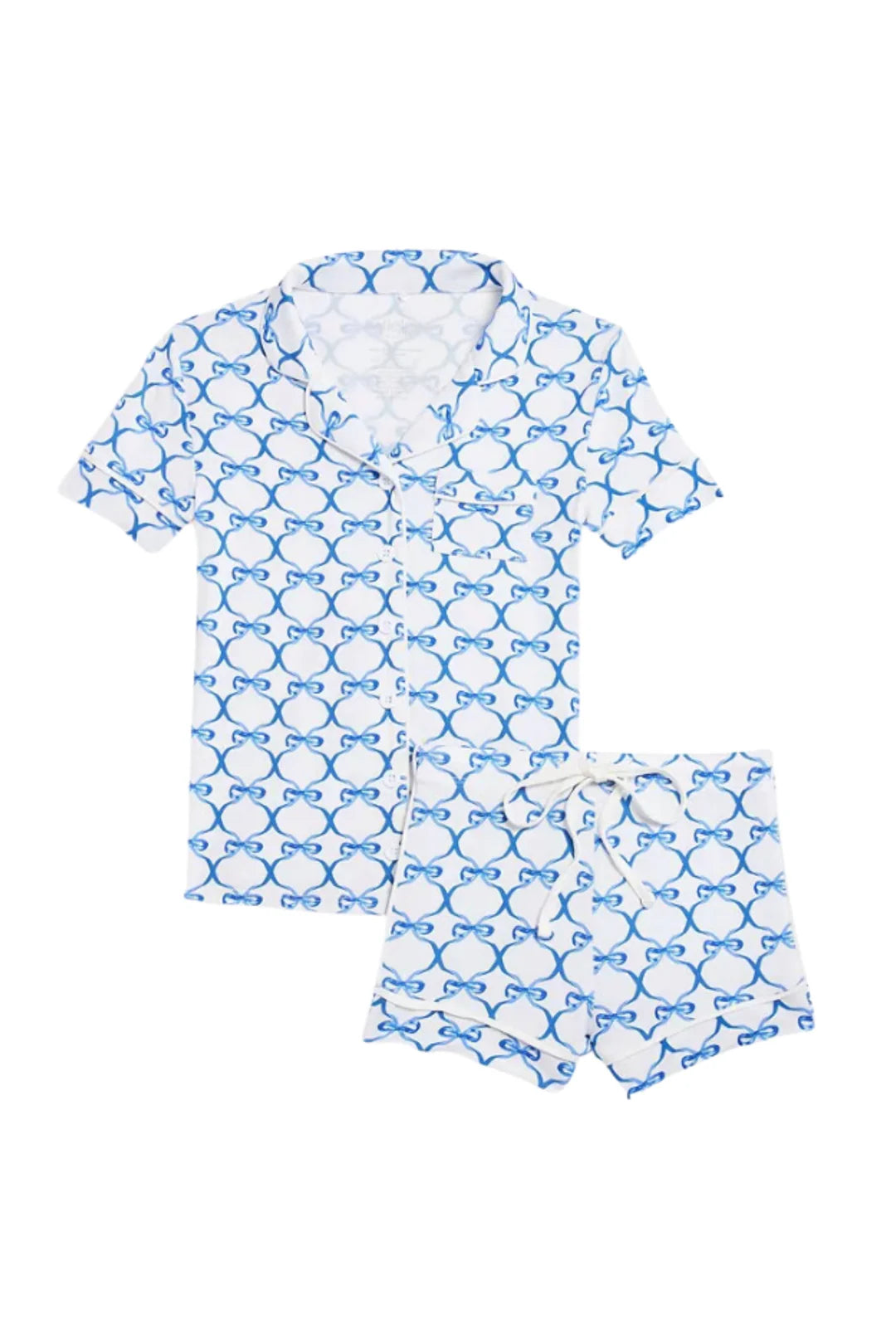 Lynn Short Sleeve Pajama Set with Blue Bows