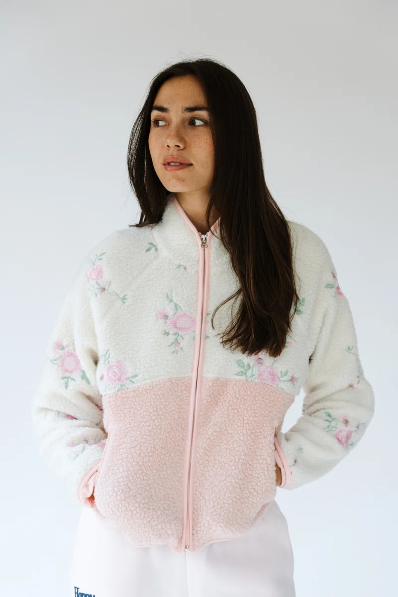 Macie Sherpa Jacket in Buttercream Blush – Junior | Happy Camp3r
