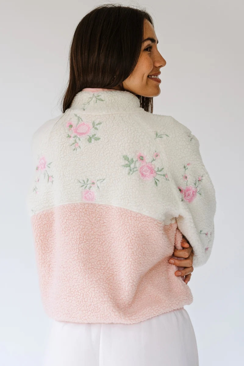 Macie Sherpa Jacket in Buttercream Blush – Junior | Happy Camp3r