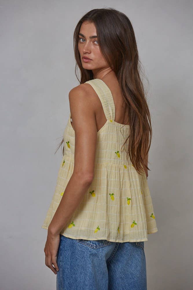 Woven Linen Cotton Viscose Embroidered Babydoll Top