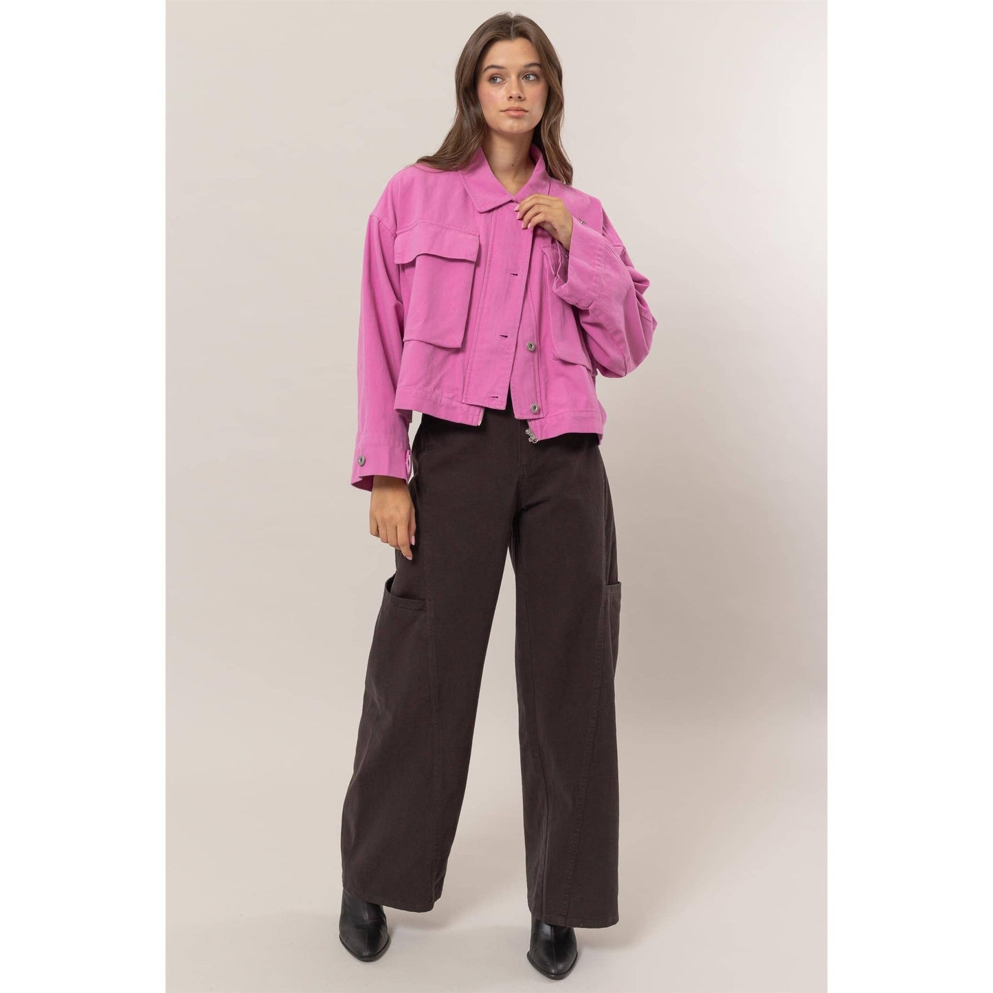 Brushed Twill Cropped Jacket