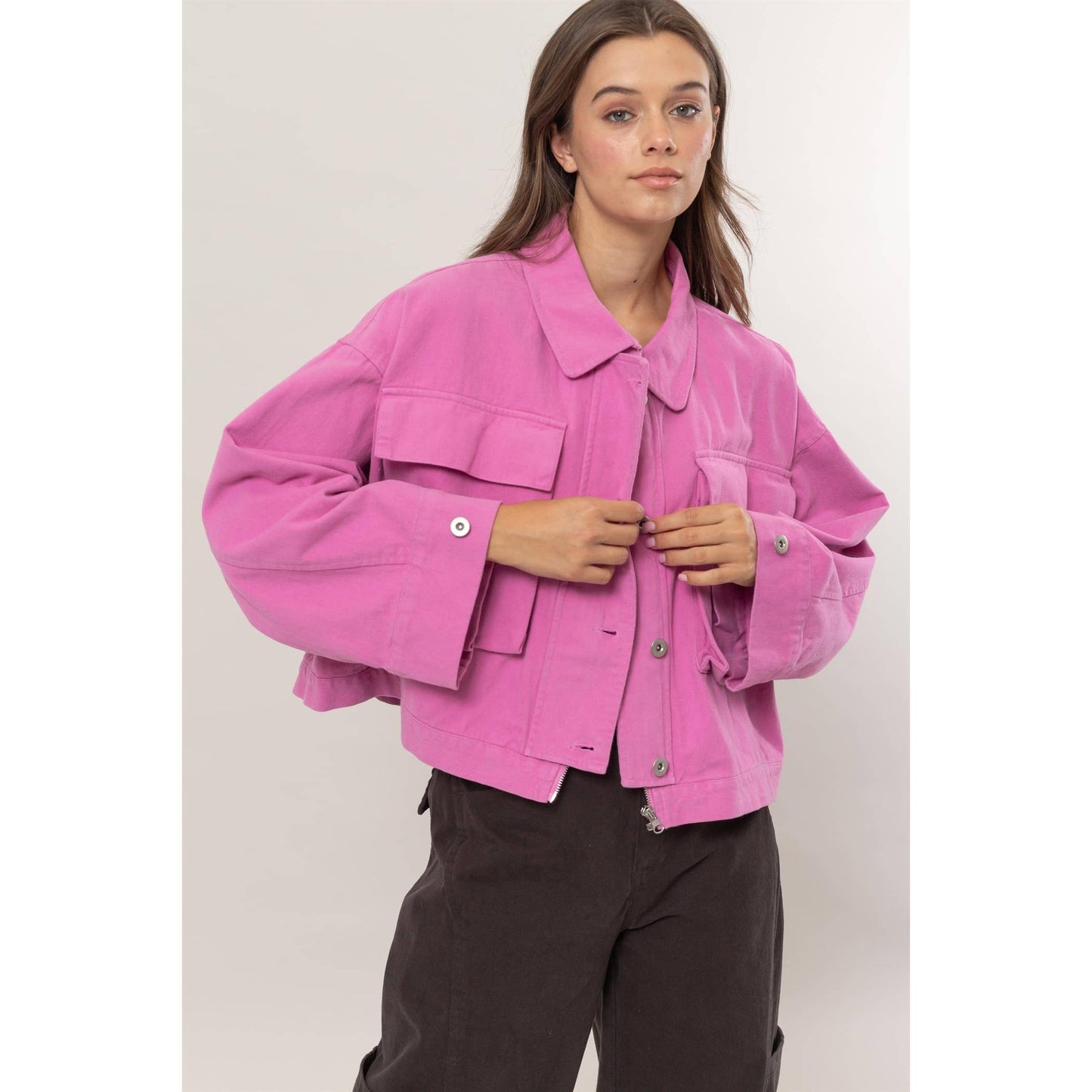 Brushed Twill Cropped Jacket