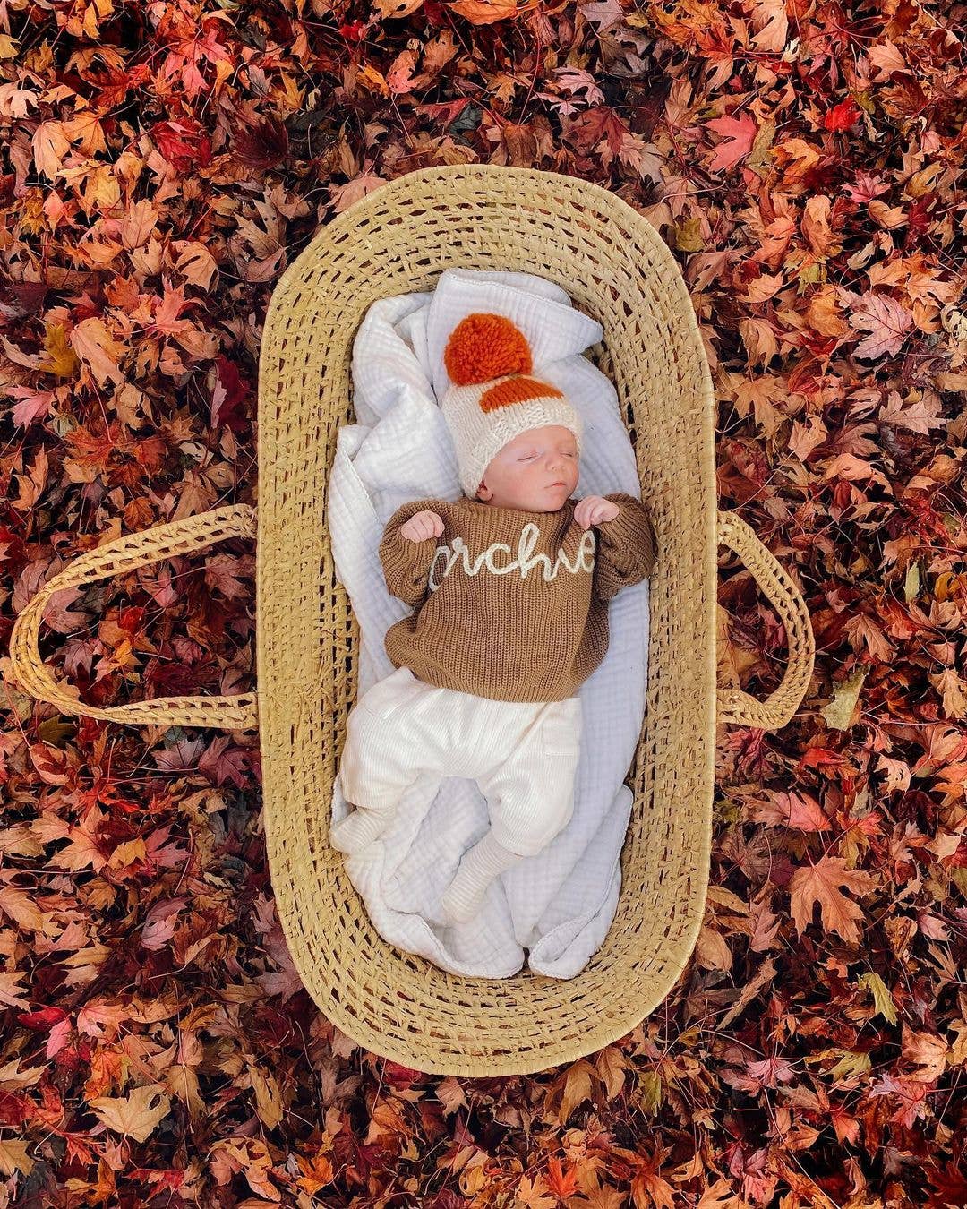 Pumpkin Hand Knit Beanie Hat Baby & Kids