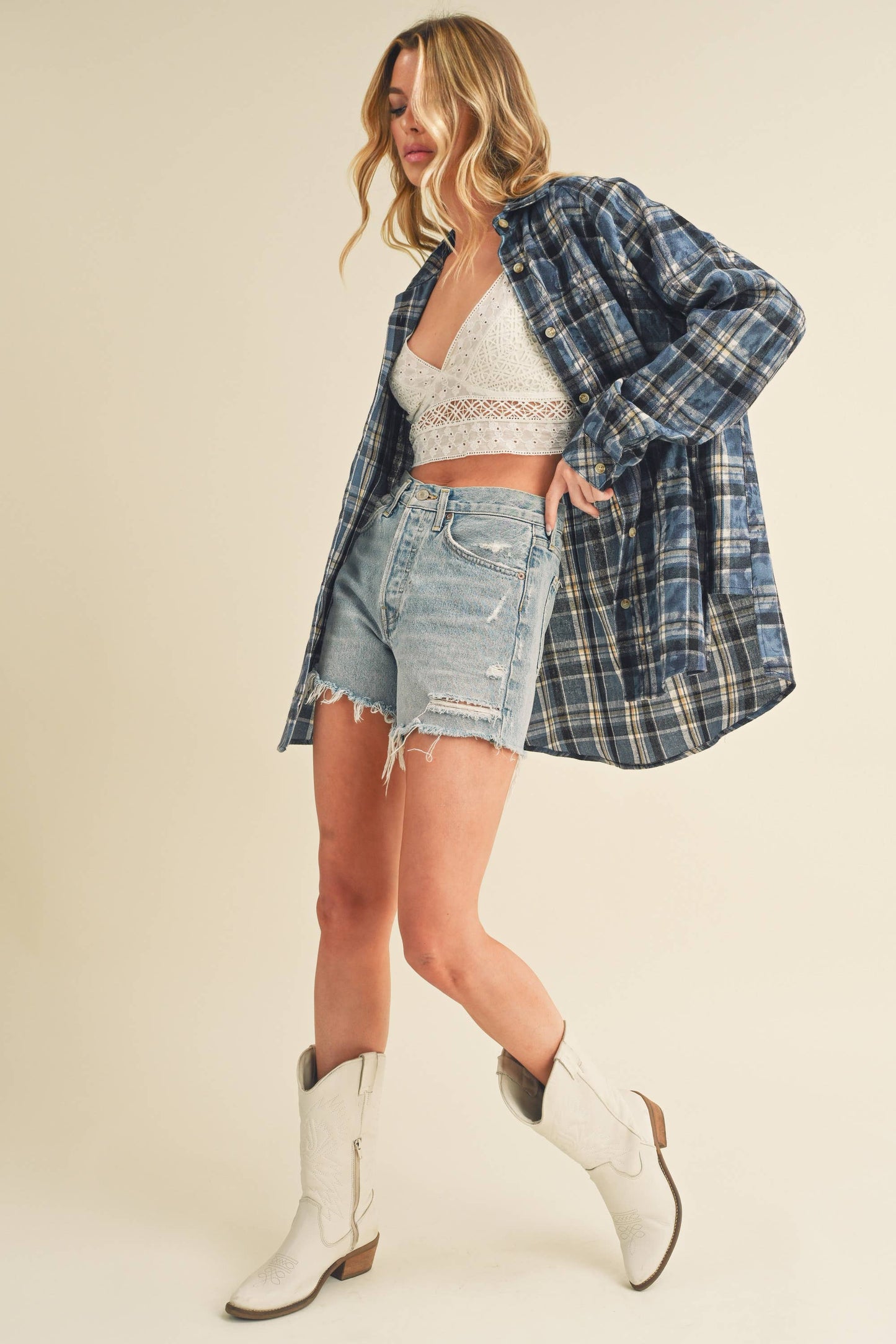 Laura Plaid Washed Flannel Button Up