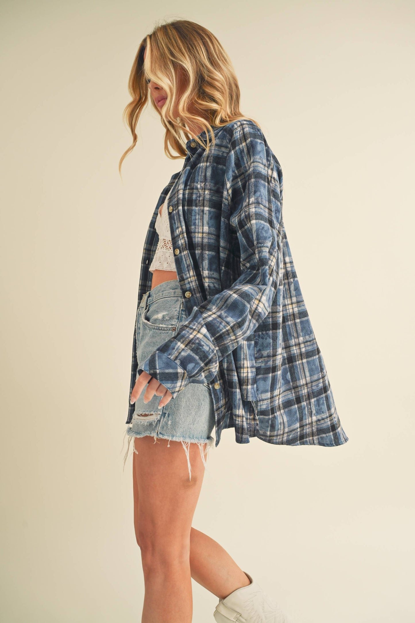 Laura Plaid Washed Flannel Button Up