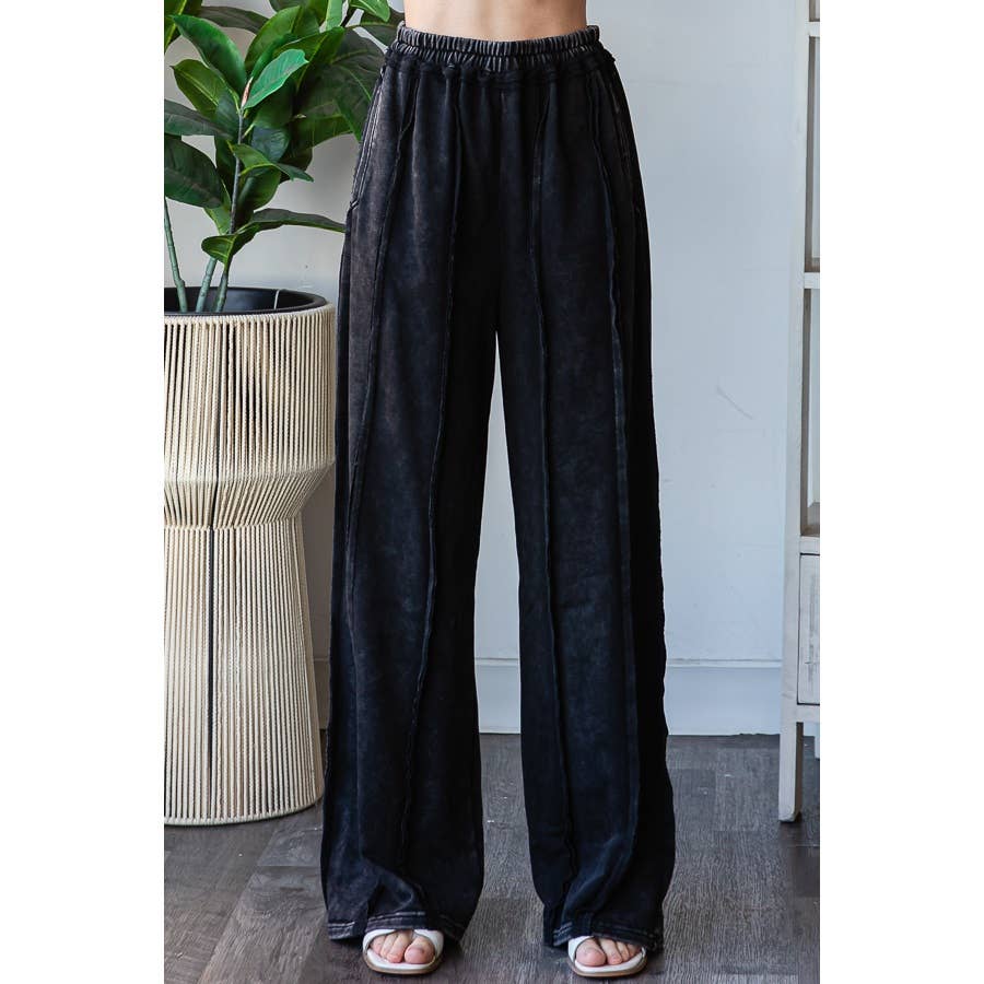 WASHED EXPOSED SEAM DRAWSTRING SWEATPANTS