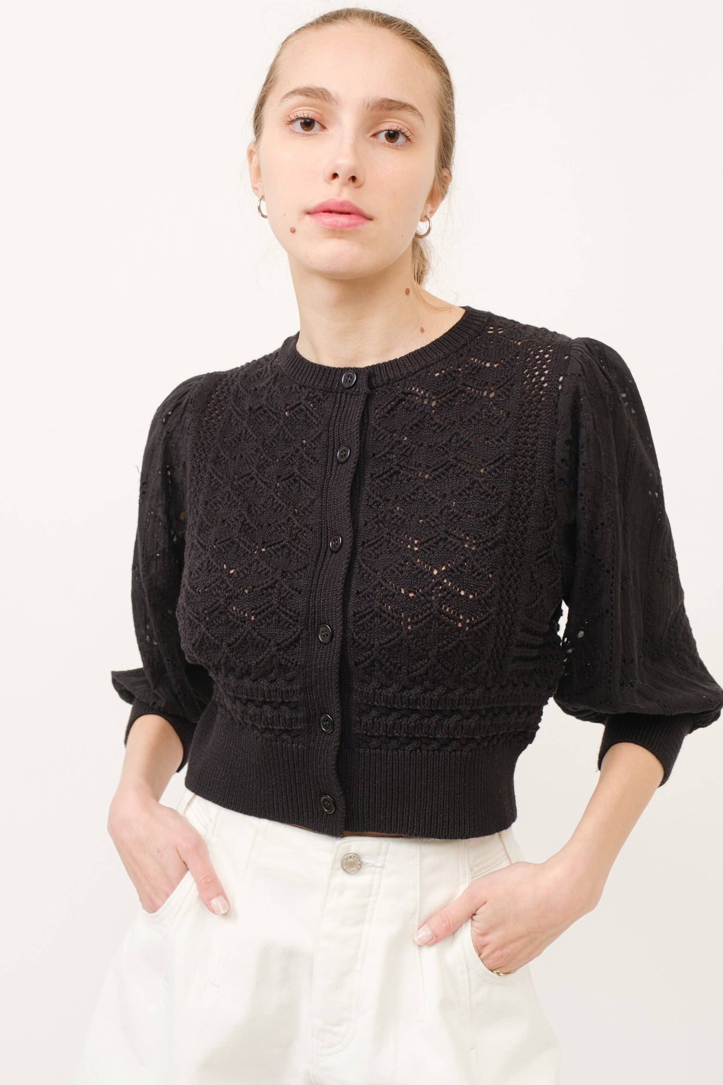 HENDRY 3/4 SLEEVES SEE THROUGH CARDIGAN