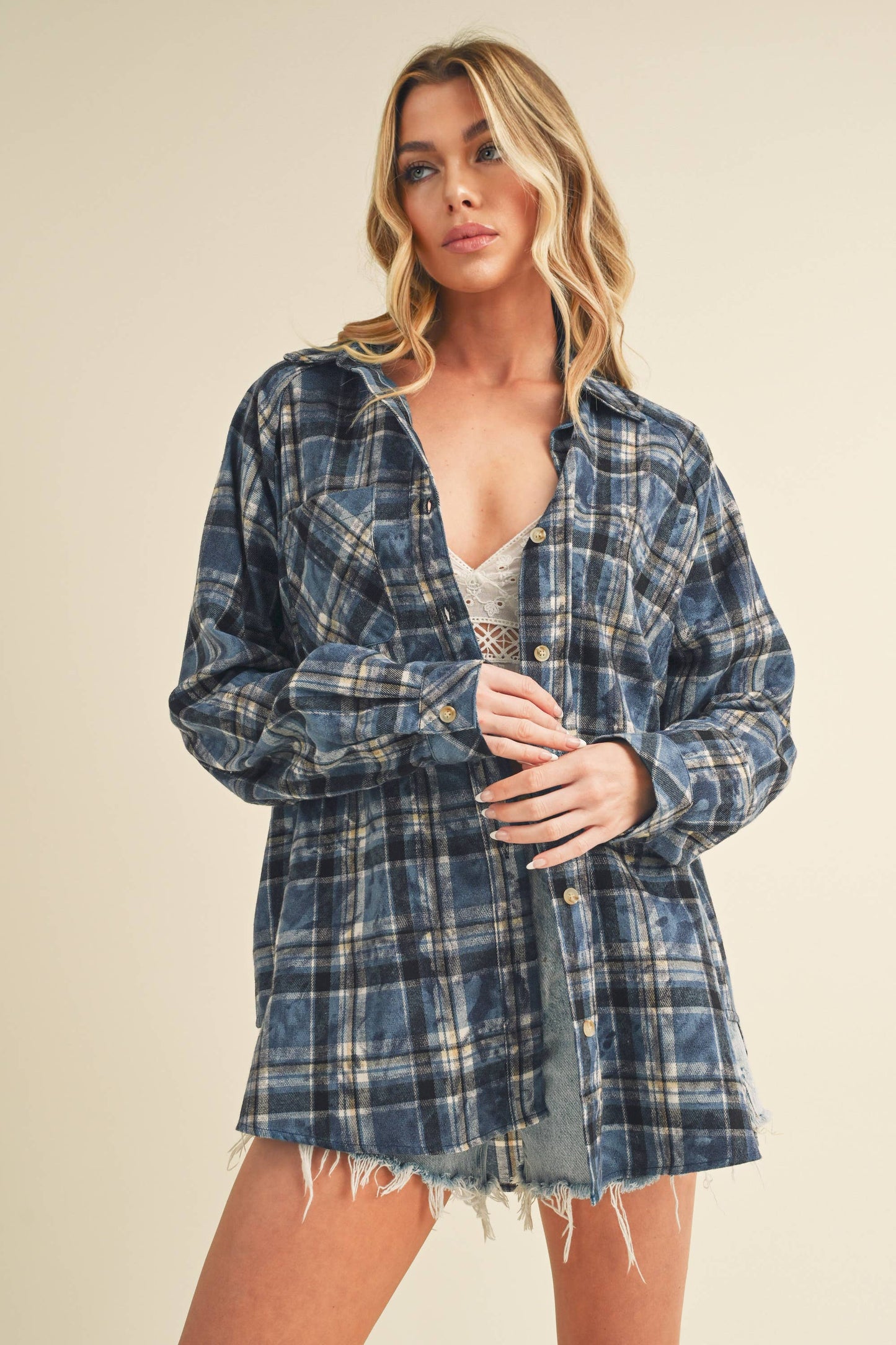 Laura Plaid Washed Flannel Button Up