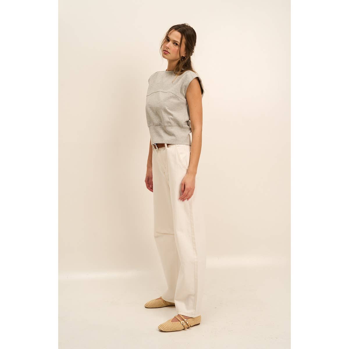 Back Buckle Sleeveless Knit Top