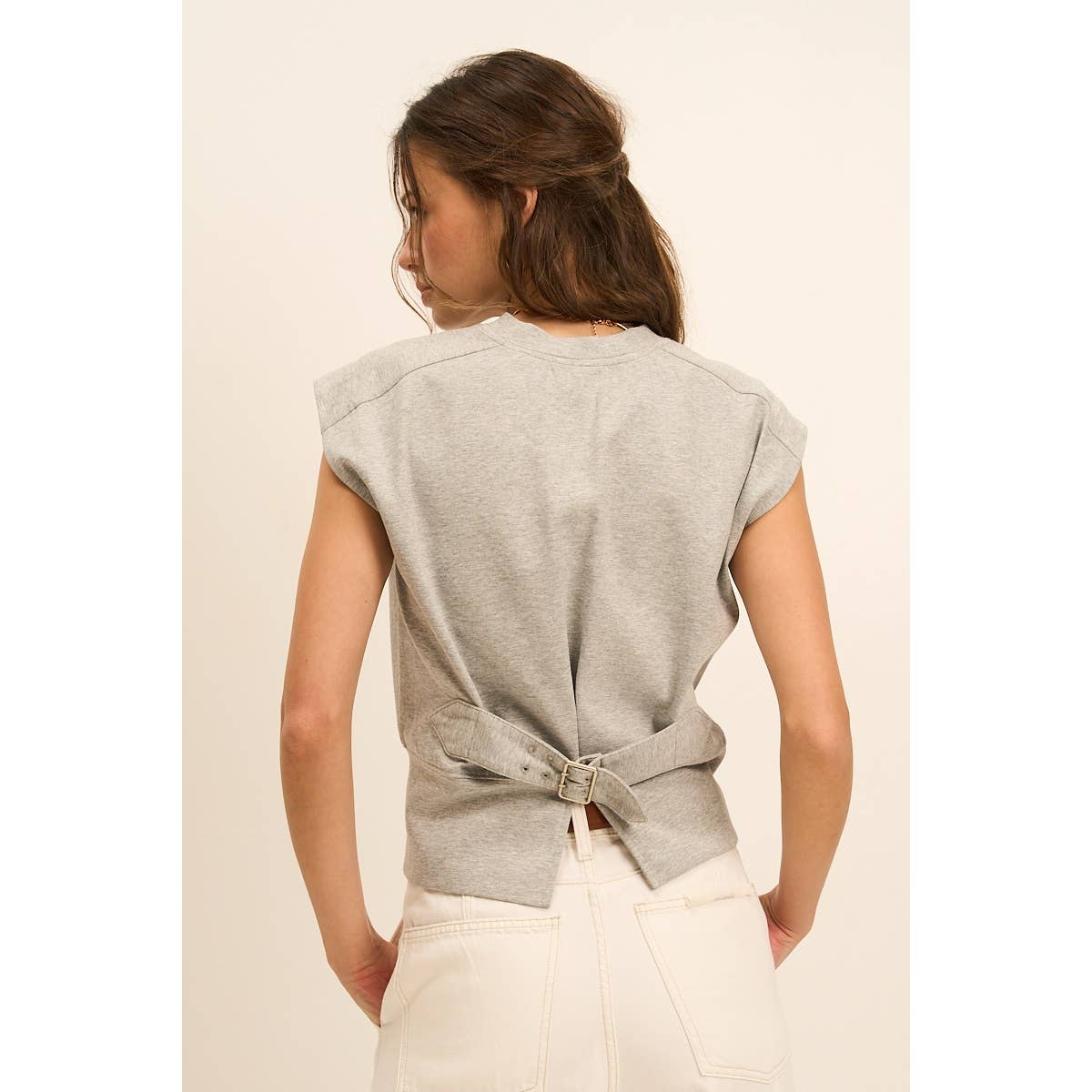 Back Buckle Sleeveless Knit Top