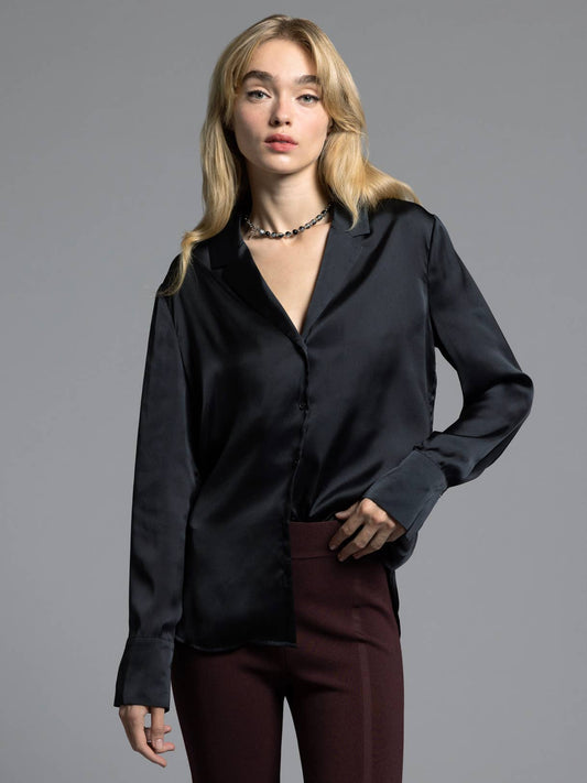 Brienne Button Up Charmeuse Shirt
