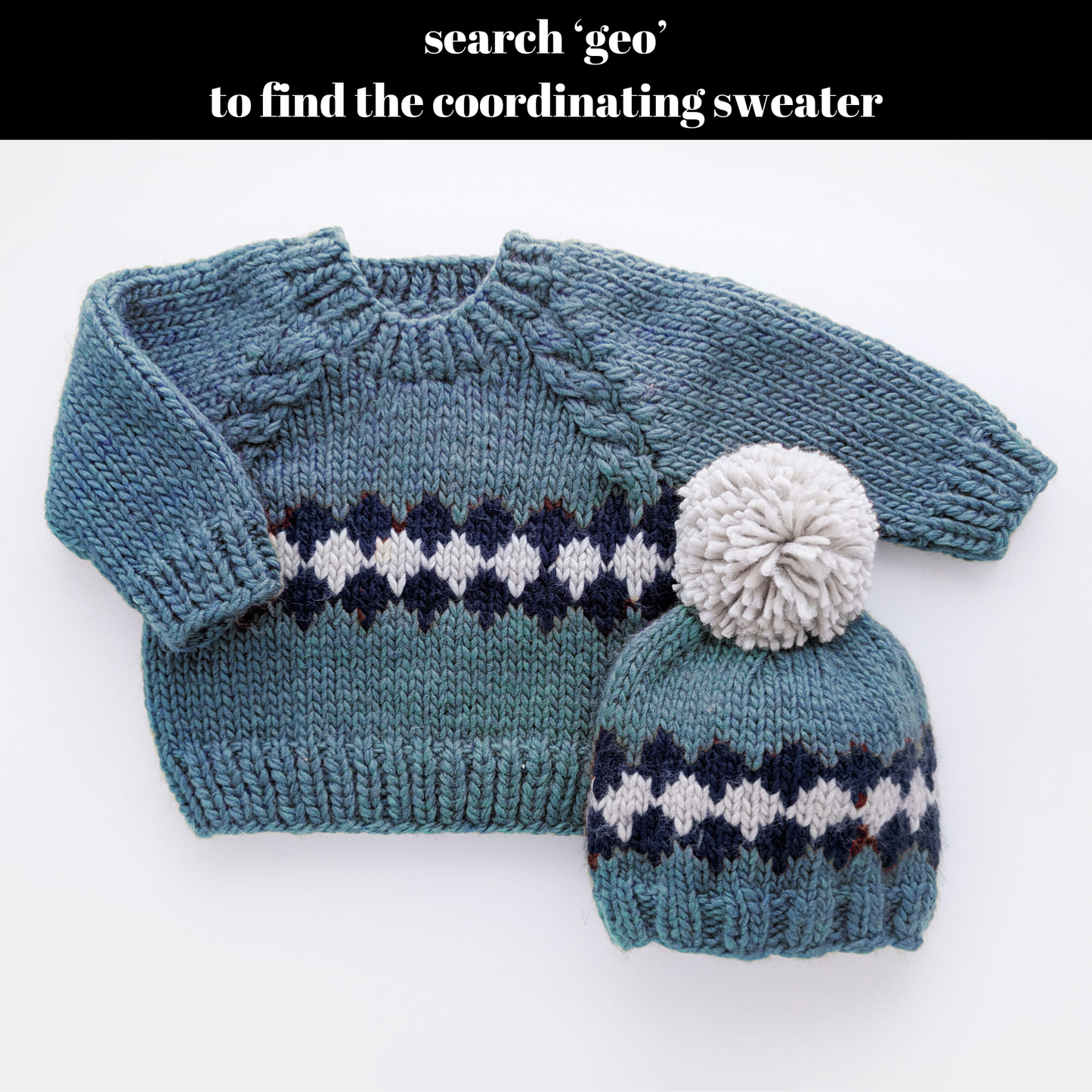 Geo Slate Blue Beanie Hat for Baby & Kids