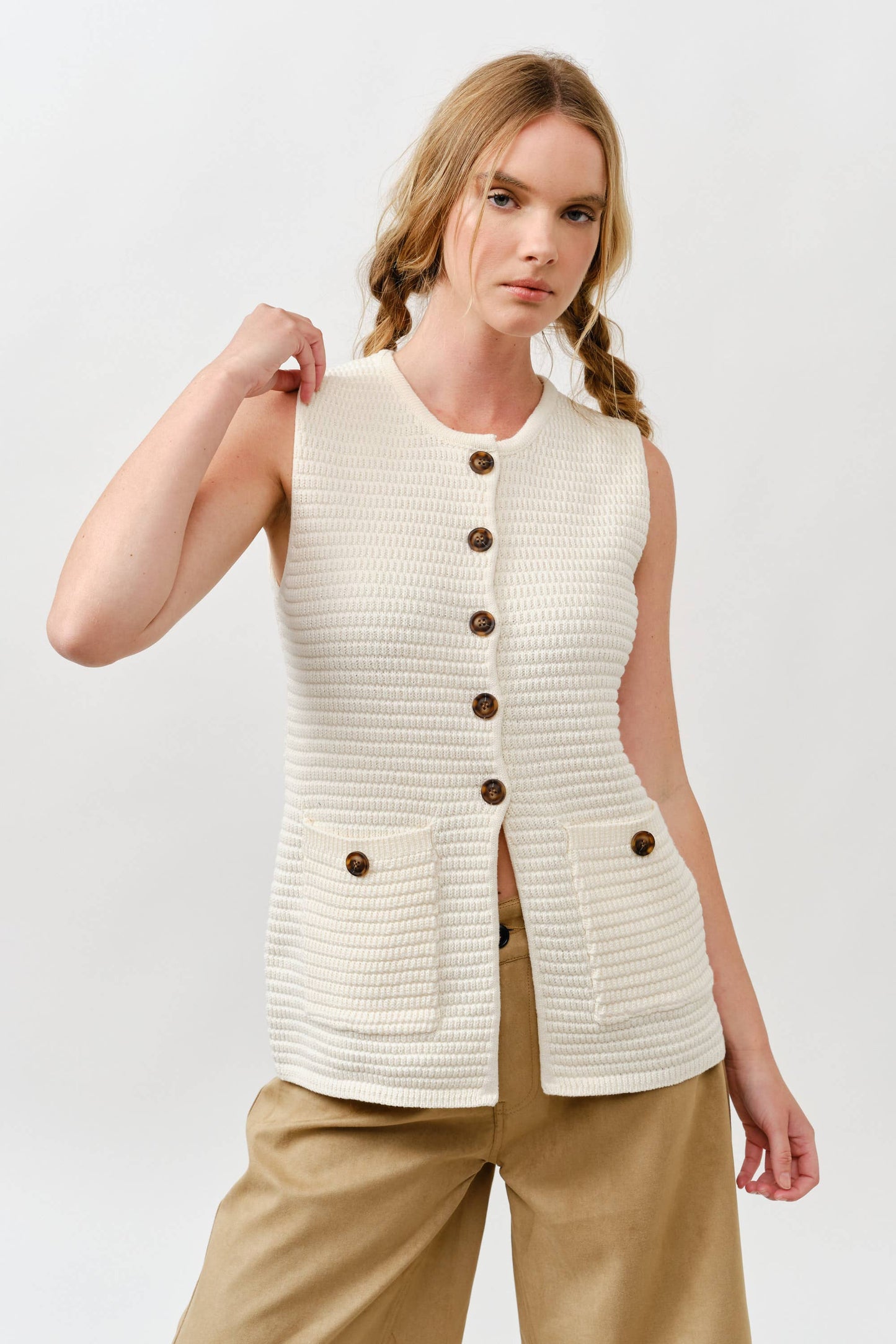 SWEATER BUTTON DOWN VEST