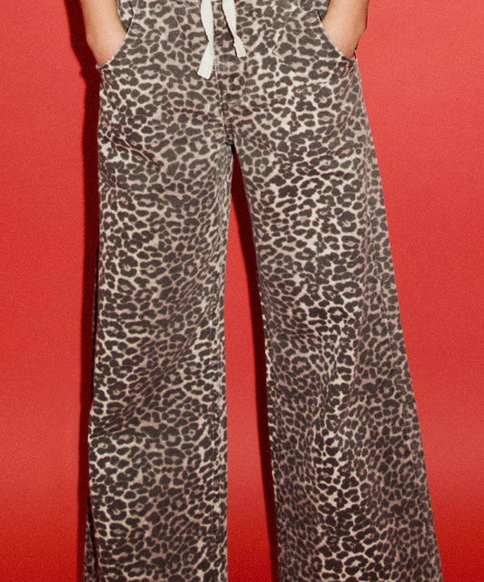 WOMEN-LEOPARD PRINT PAJAMA JEAN/93801-RFKC