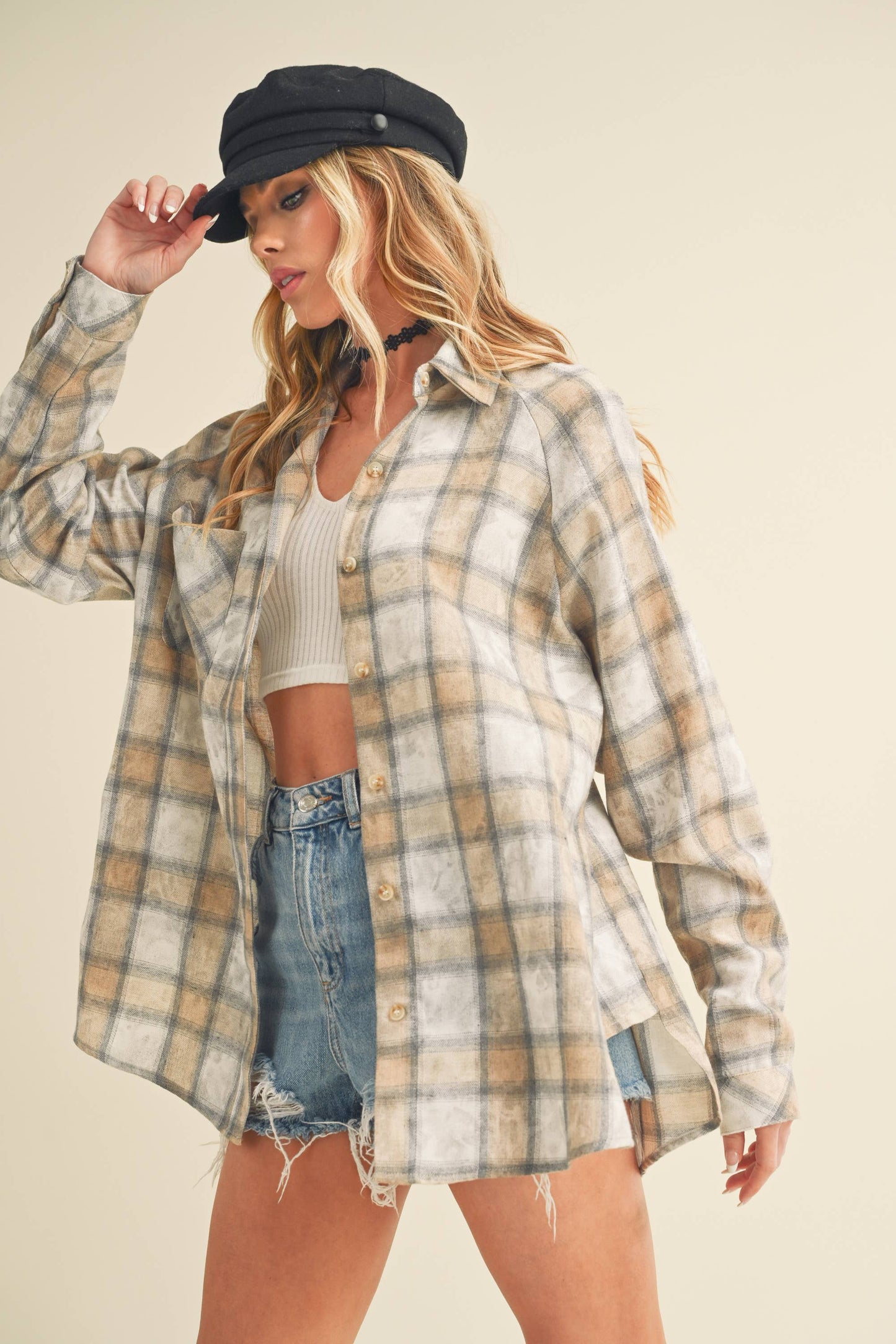 Laura Plaid Washed Flannel Button Up