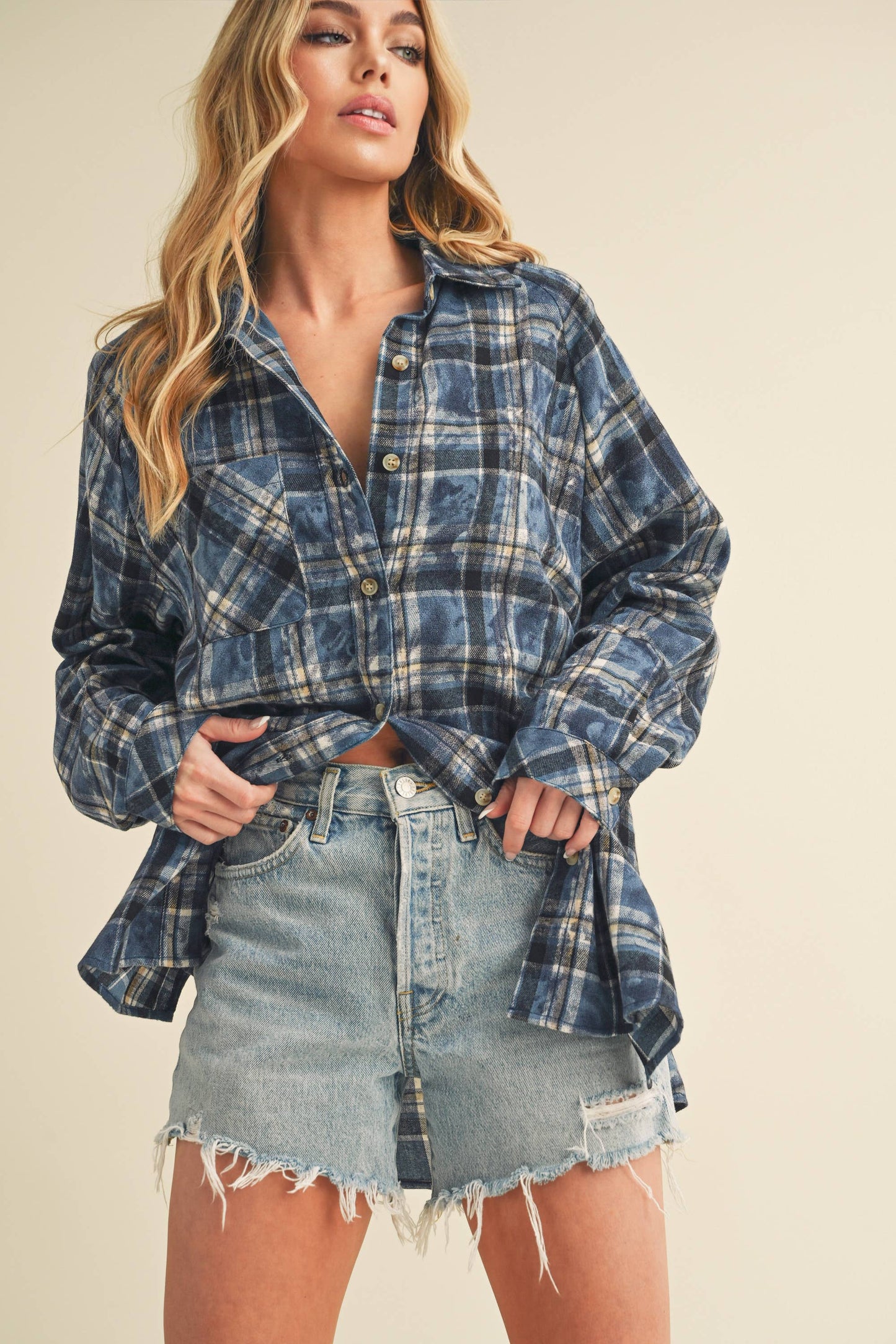 Laura Plaid Washed Flannel Button Up