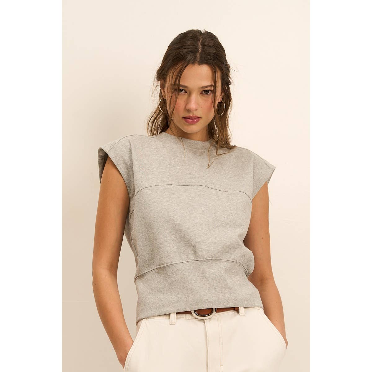 Back Buckle Sleeveless Knit Top