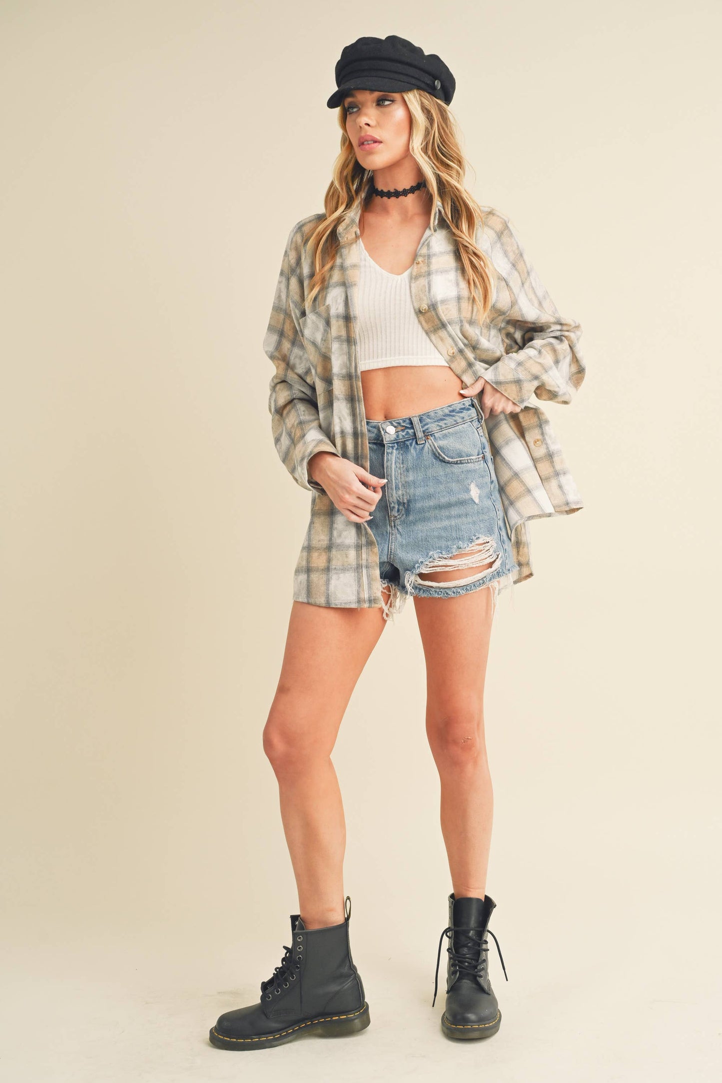 Laura Plaid Washed Flannel Button Up