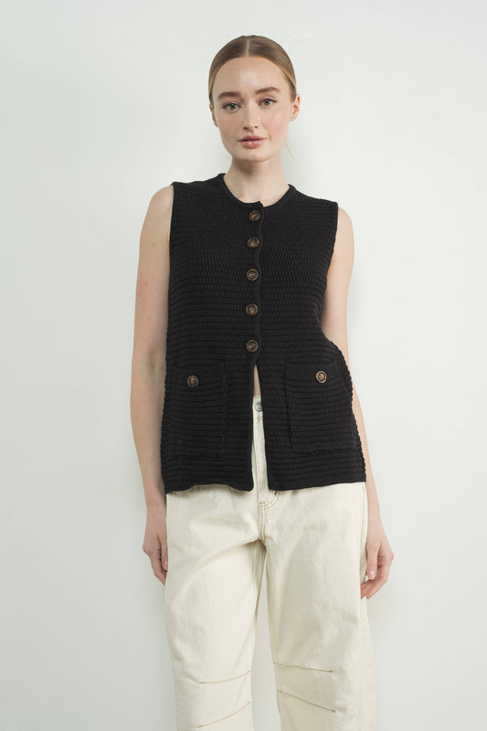 SWEATER BUTTON DOWN VEST