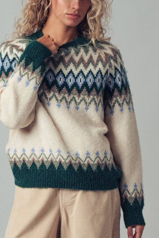 Fair Isle Wool Blend Sweater Top