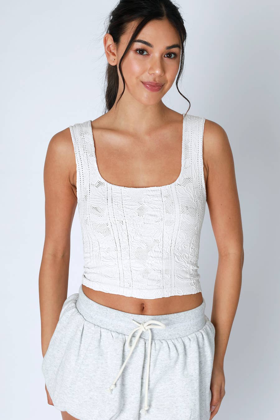 Double Lace Square Crop Top - Nikibiki