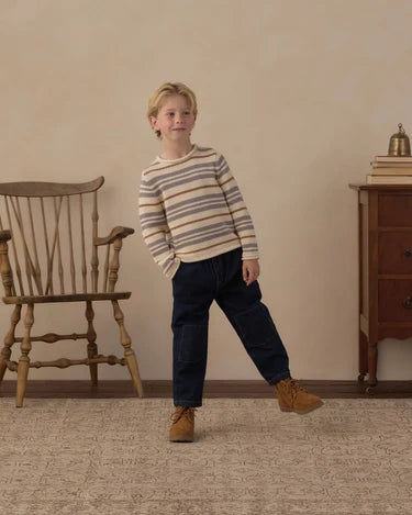 Jacques Striped Sweater in Dusty Blue | Rylee + Cru
