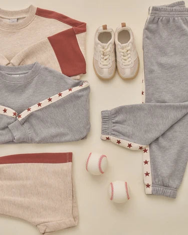 Paneled Sweatpant in Heathered Dusty Blue | Rylee + Cru