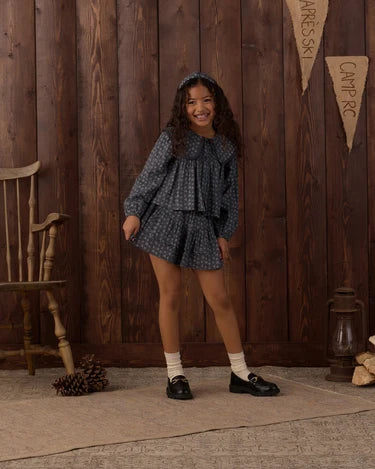 Heart Ditsy Print Tiered Mini Skirt | Rylee + Cru