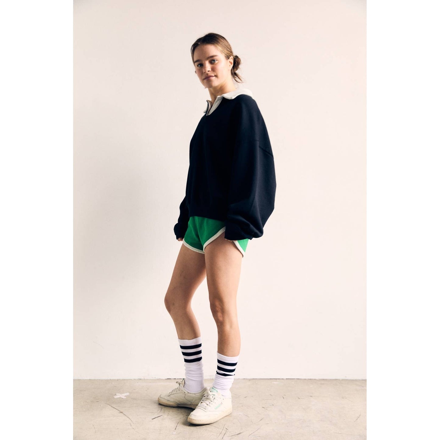 Contrast Collar Pink Oversized Sweatshirt - The Blank Lab