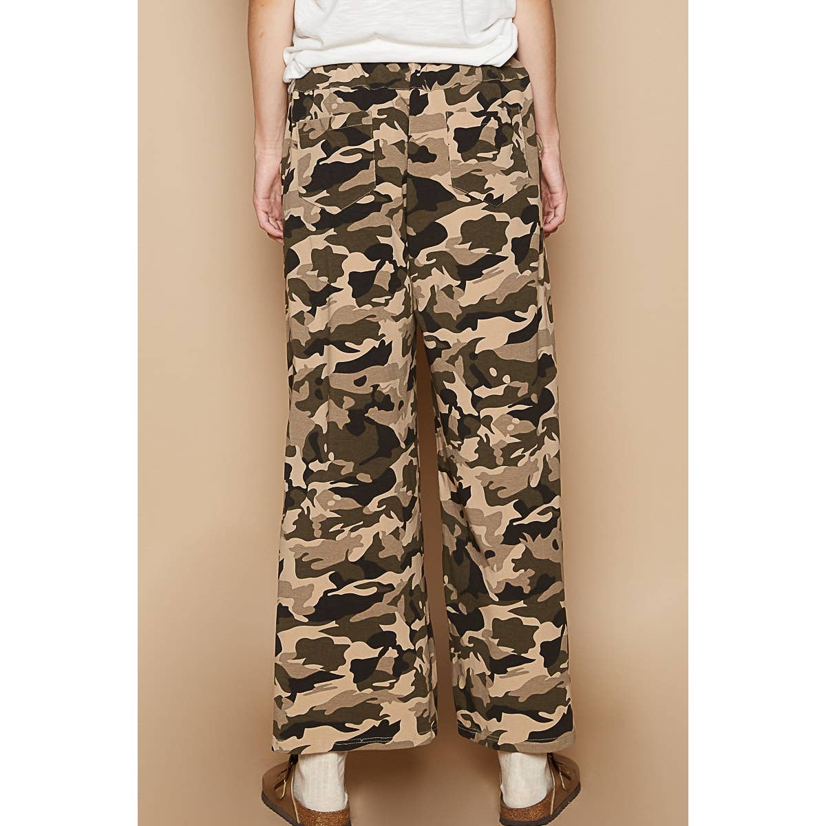 Vintage washed stretchable waist band casual pants