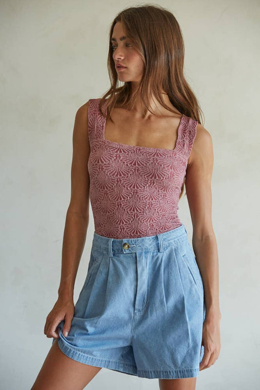 Knit Modal Nylon Spandex Seamless Jacquard Tank