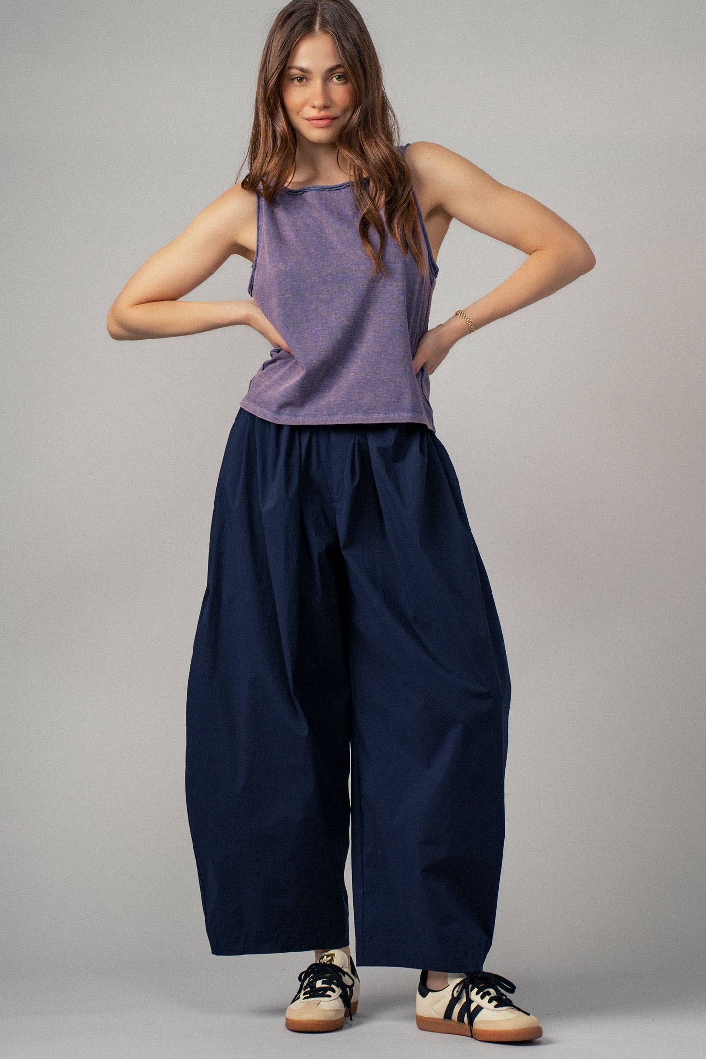 Contrast Waist Cocoon Leg Pants