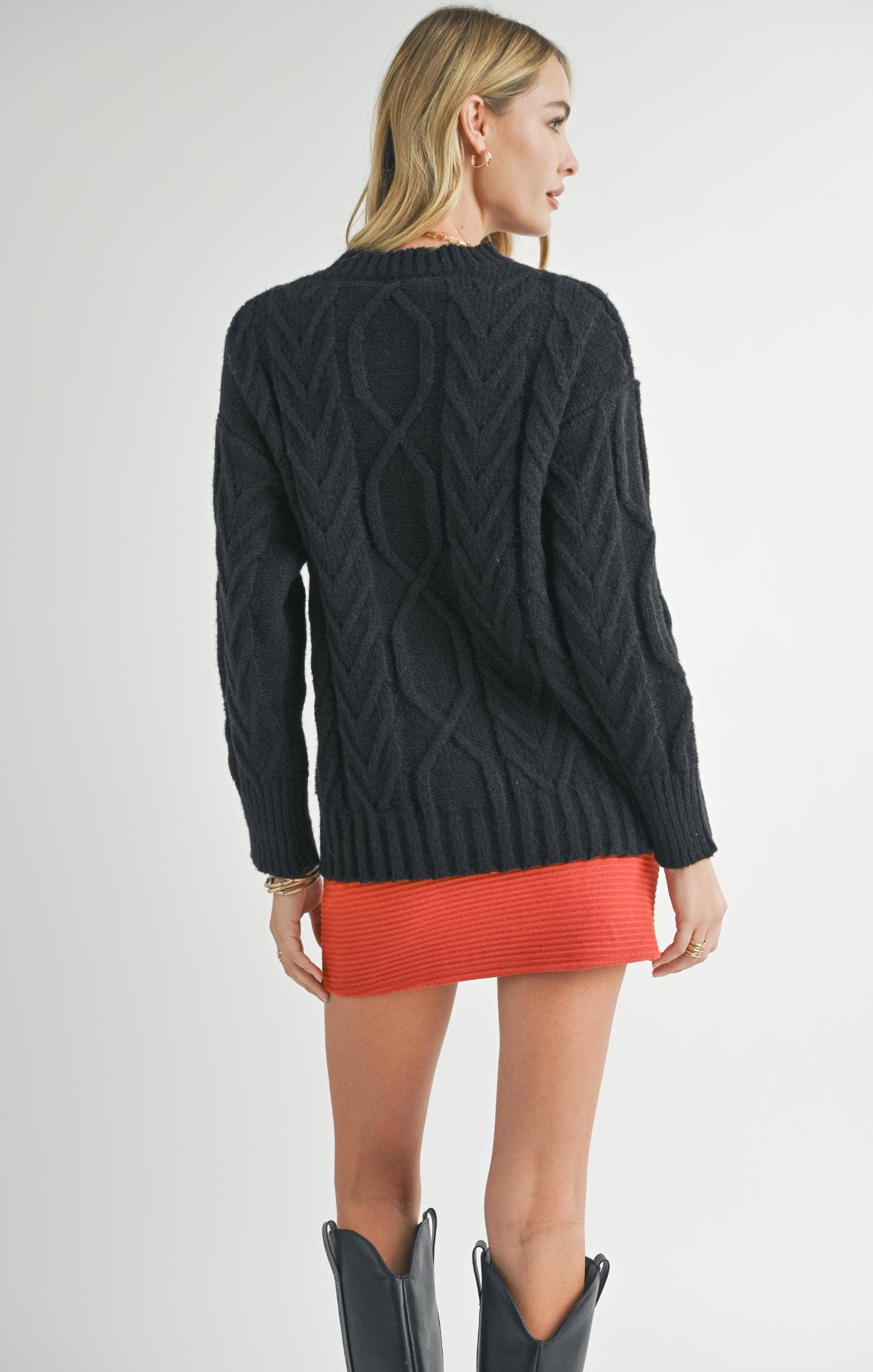 Black Cable Knit Sweater