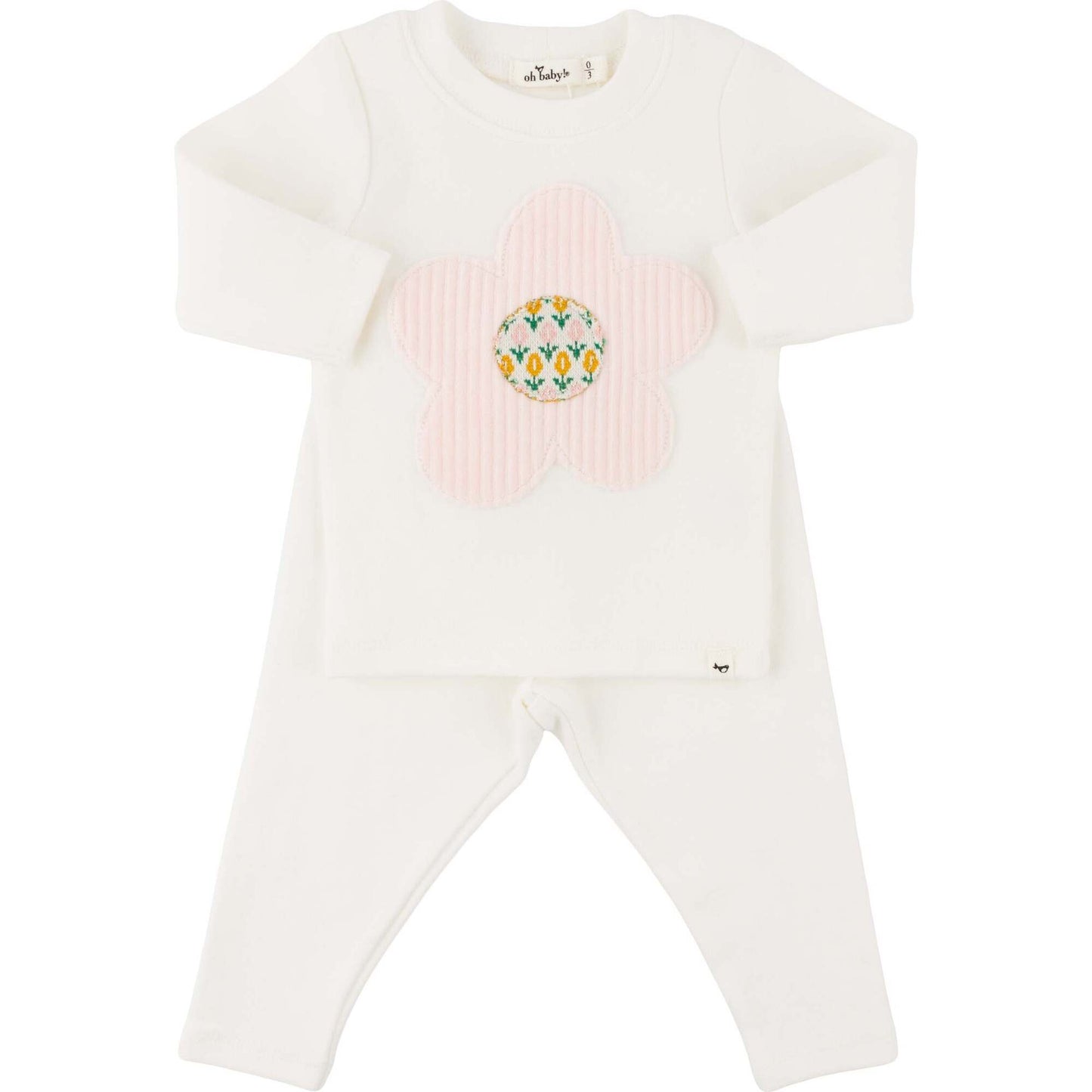 Quilted Flower Applique 2pc Set - Oh Baby