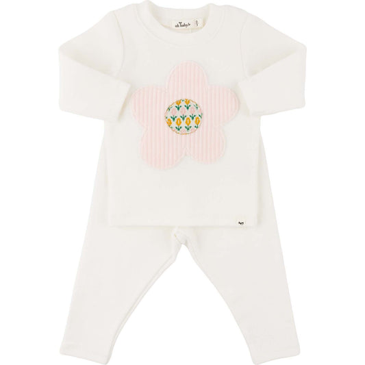 Quilted Flower Applique 2pc Set - Oh Baby