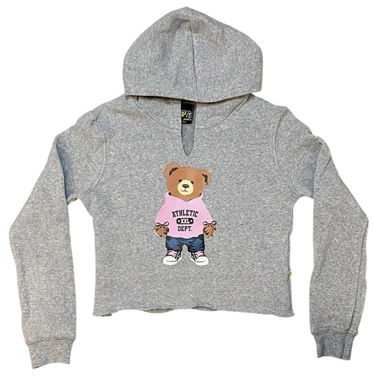 Fleece Crop Hoodie Grey w/Teddy Bear (4-6x) - Love junkie